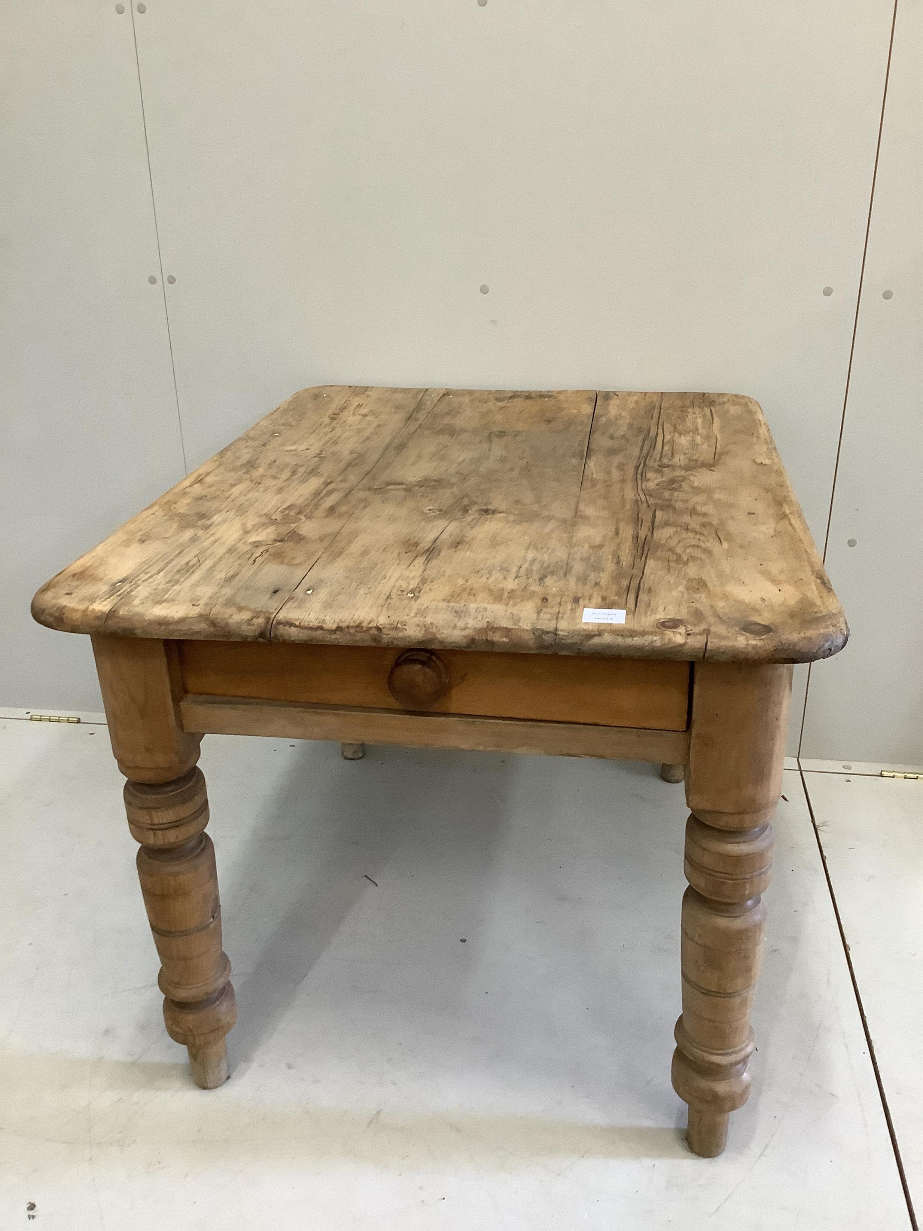 A Victorian rectangular pine kitchen table, width 104cm, depth 80cm, height 73cm